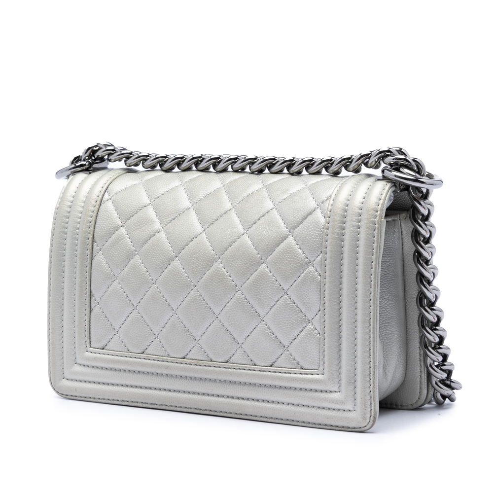 Pre-Loved Chanel Small Quilted Metallic Caviar Boy Flap - Picture 2 of 7